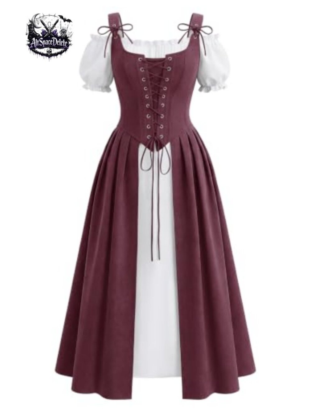 Renaissance Costume Women 2-Piece Medieval Dress Corset Cosplay